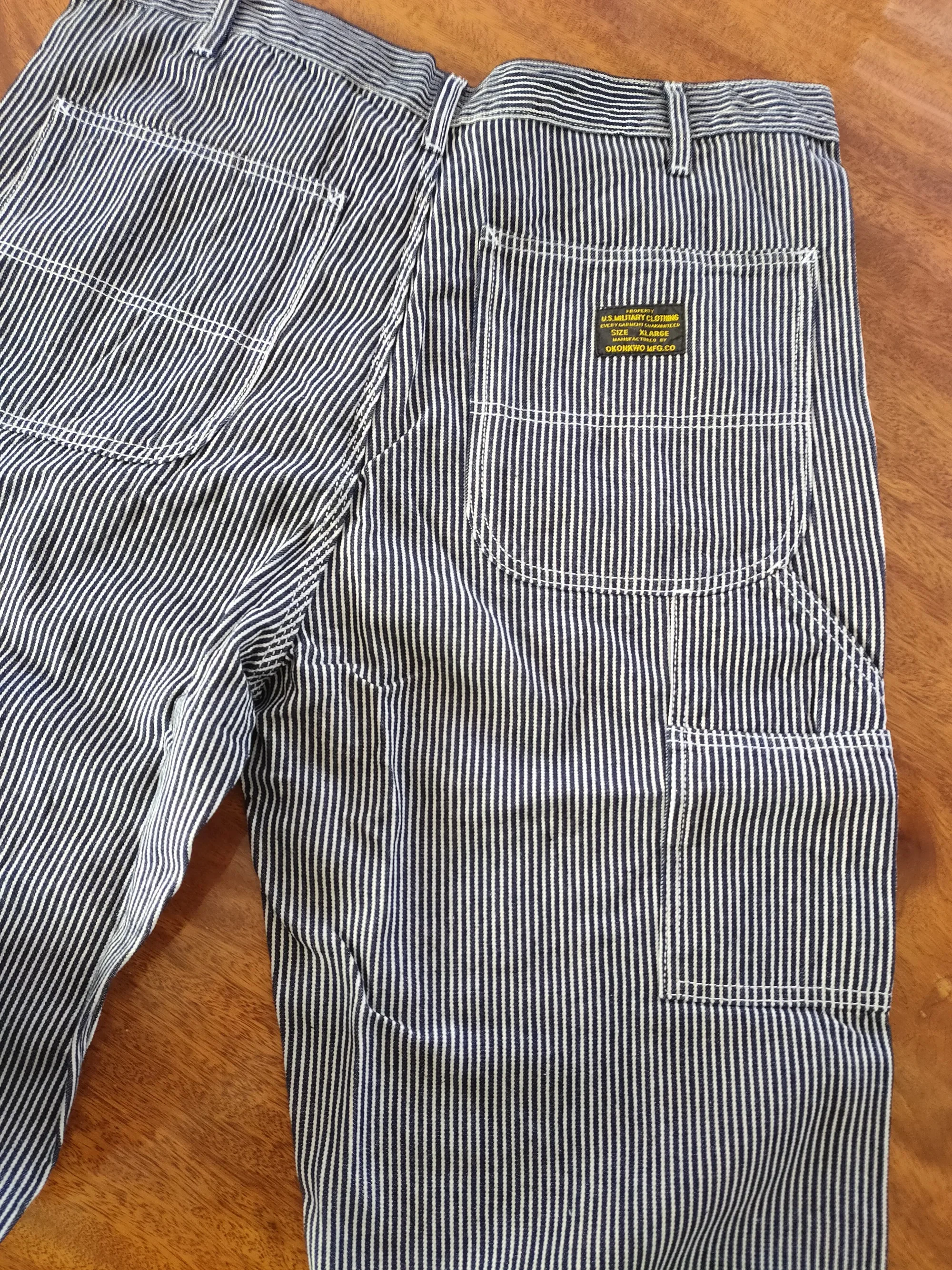 Description Picture 6 of itemOKONKWO Original Denim Railway Workers Pants AMEKAJI Multi Pocket Striped Work Overalls Outdoor Trekking Hiking Camping Trousers