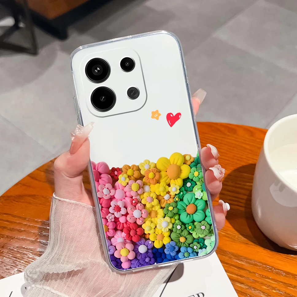 Floral Love Heart Clear Soft TPU Shockproof Phone Case