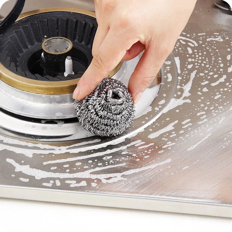 Wire Cleaning Ball Stainless Steel Scrubber Sponges Dishwashing Brush Powerful Decontamination Ball Kitchen Cleaning Tools 6pcs wire cleaning brush kitchen cleaning tool