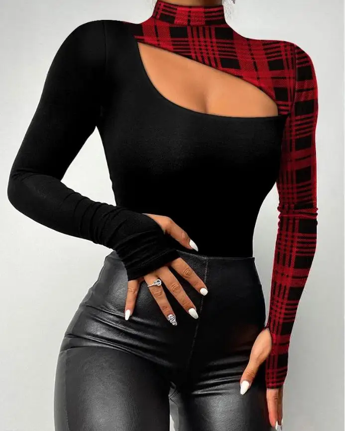 Fashion Woman Blouses 2022 Rhinestone Sexy Cold Shoulder Skinny Top Elegant Long Sleeve T-Shirt Chic All-Match Daily573_voghion.com