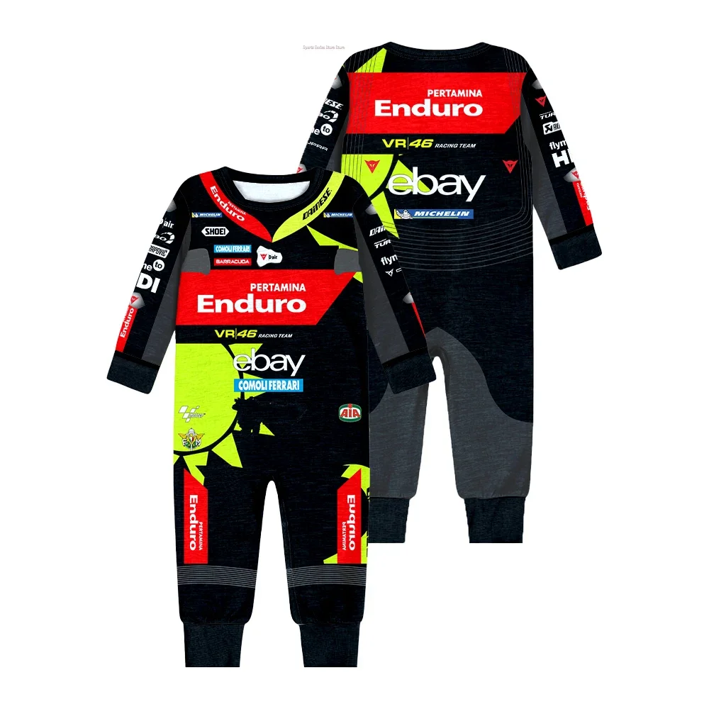 Newborn Pure Cotton Clothing Hot Selling Autumn and Winter MOTO GP VR-46 Team 2024 New Cycling One-piece Baby Boys Sumpsuit 3