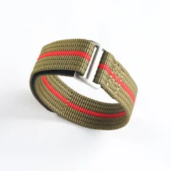 Premium Nylon Nato Loop Strap - Sporty, Comfortable, and Washable Replacement Bracelet - 20mm (Khaki Red)