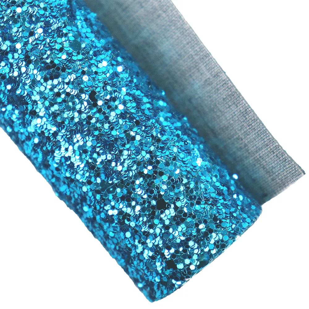 30X134Cm Roll Light Sky Blue Plain Geverfd Chunky Fijne Glitter Stof Faux Synthetisch Leer Voor Bows Oorbel decoratie DT010