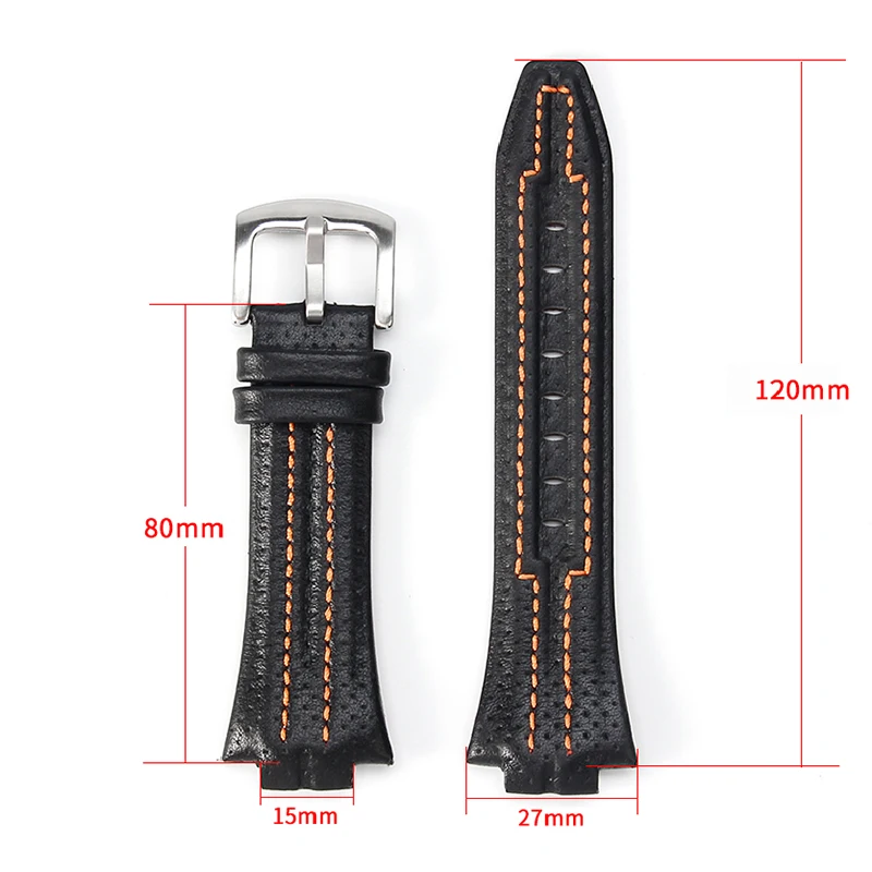 Premium Cowhide Leather Watch Strap - Sportura Series, 27x15mm
