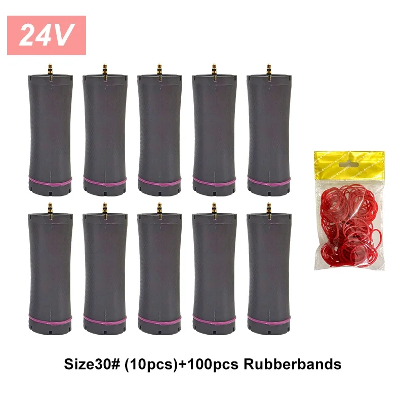10pcs/set 24V Digital Perm Rods Hair Rollers Electric Heated Curlers Irons Bars with Rubberbands Waterproof Curly Products 1848