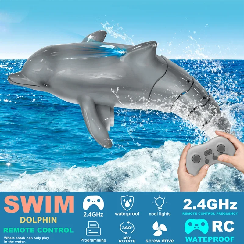 Rc Boat 2.4G Remote Control Dolphin with Light Simulation Electric Water Toys Simulation Radio-Control Animal Children Gift 2