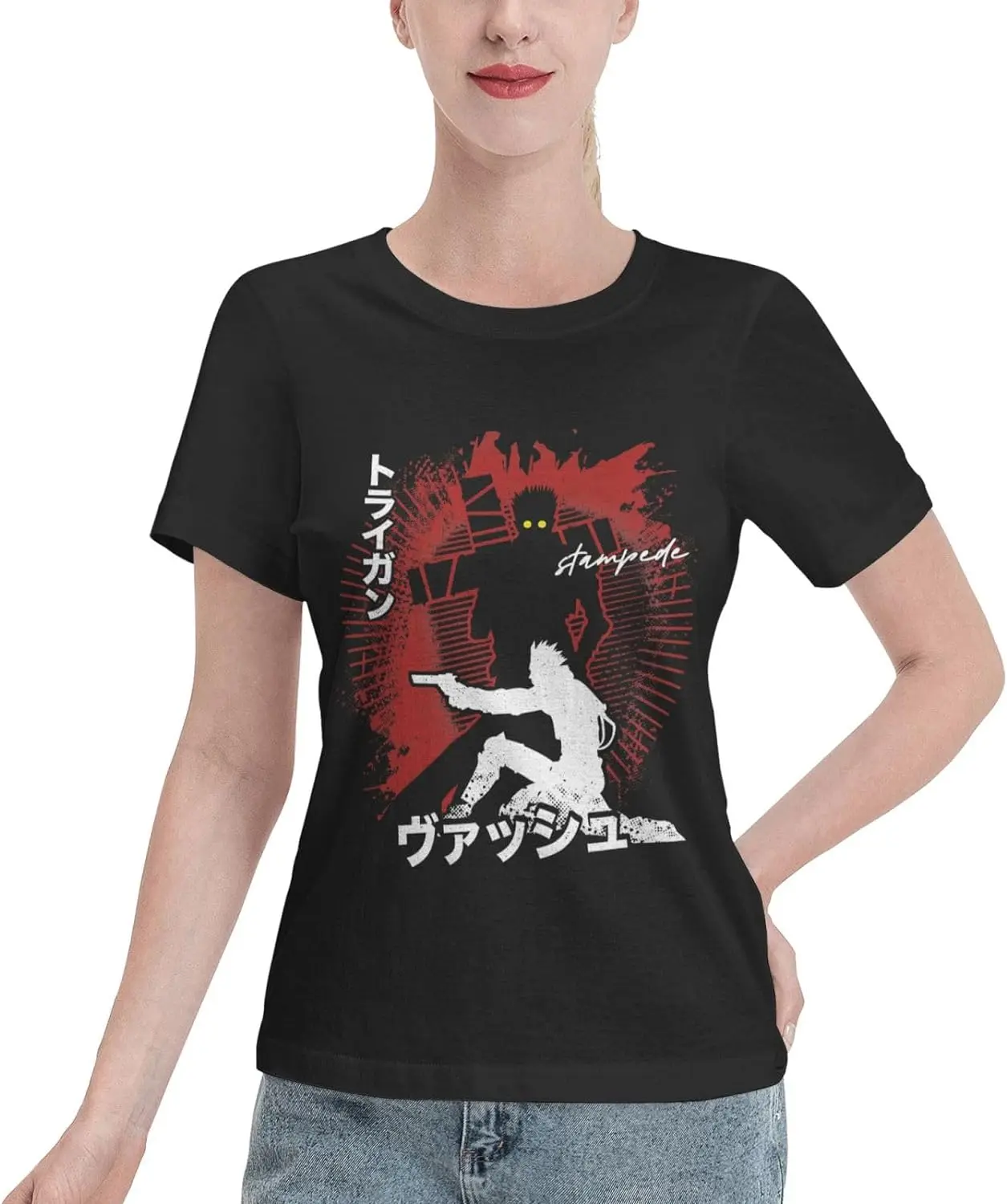 

Anime Trigun T Shirt Womens Summer Cotton Tee Round Neck Tops Casual Short Sleeve Shirts