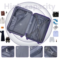 Ensemble de bagages 6 pièces avec sacs de voyage, valises rigides extensibles à roulettes, violet raisin 6