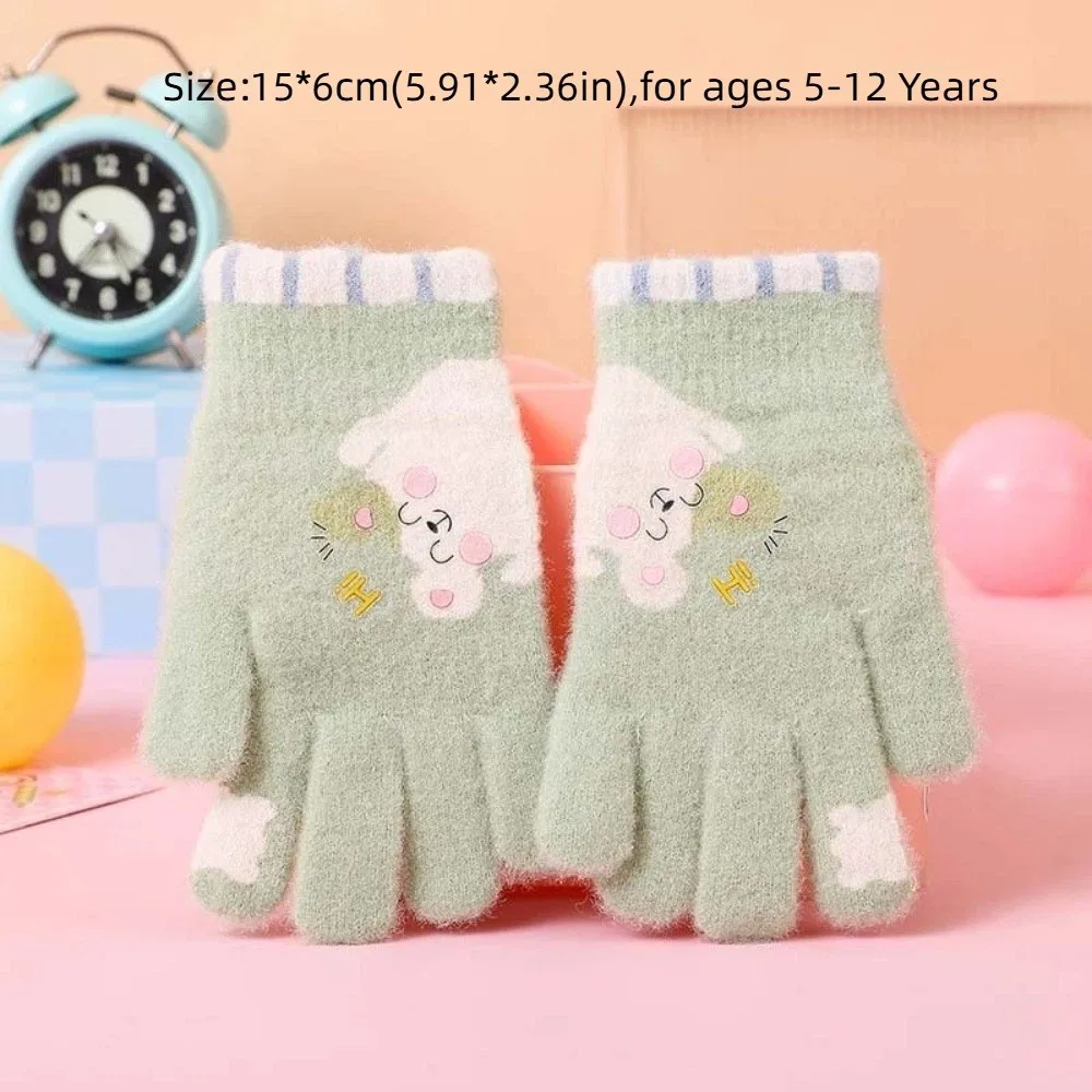 5-12 Years Old Cute Warm Kids Winter Gloves Windproof Candy Color Baby Gloves Soft Coldproof Children Mittens Outdoor