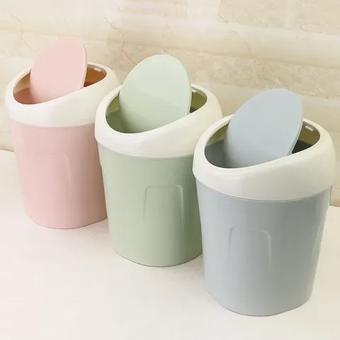 

Mini Cute Desktop Flip Garbage Storage Bucket Creative Office Household Accessories Desk Waste Container Trash Can