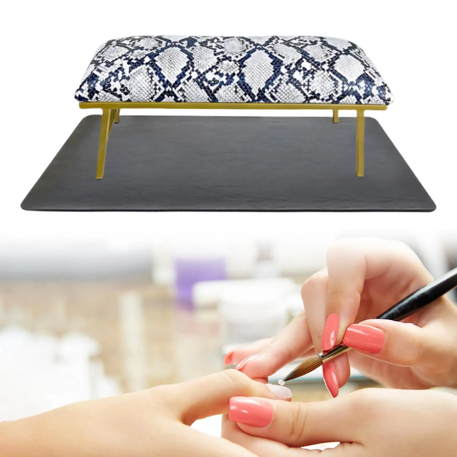 Nail Hand Pillow and Table Mat Set Accessory PU Leather Pillow Nail Hand Rest Nail Table Mat for Manicurist Salon Nail Techs Use