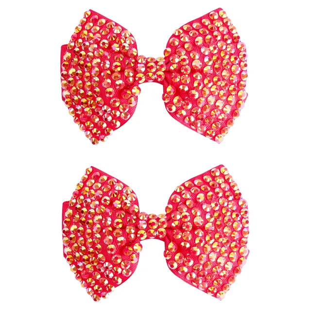 White Pearl Hair Bows With Hair Clips For Girls Kids Boutique Layers Bling Rhinestone Center Bows Hairpins Hair Accessories 2pcs 04