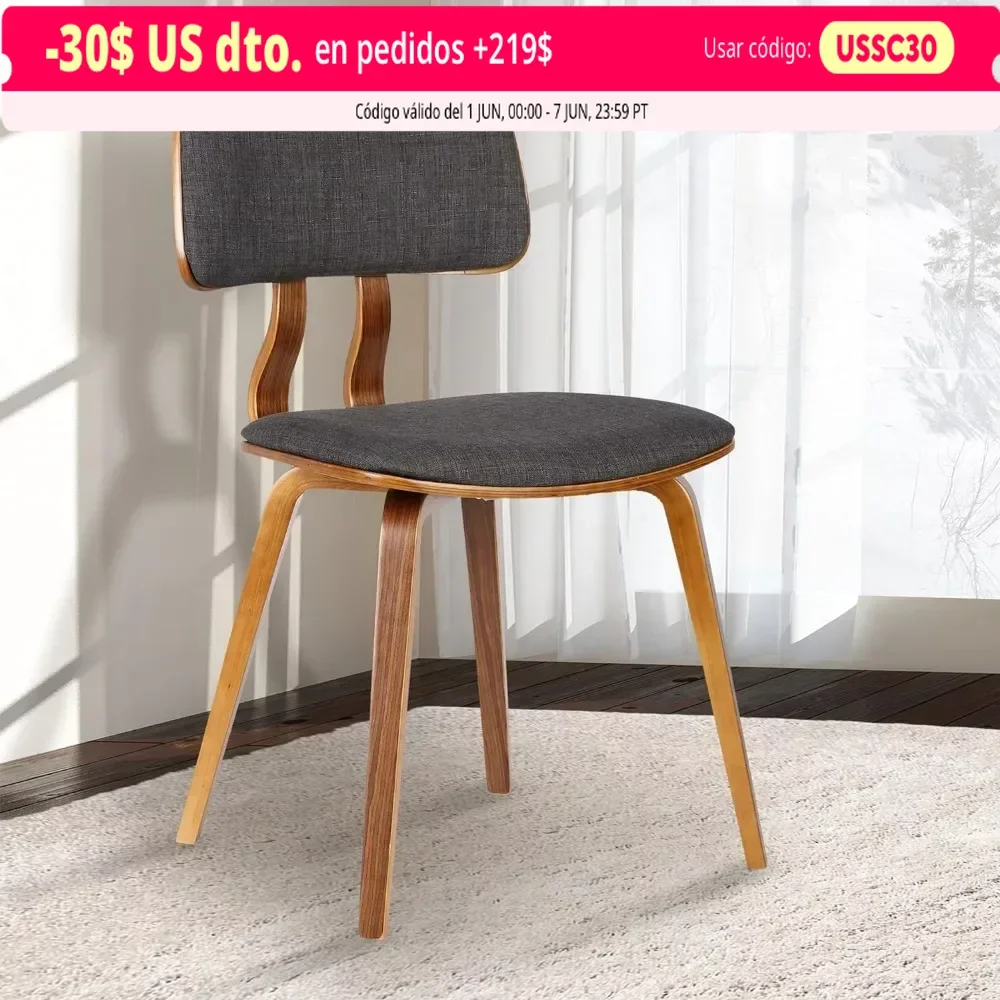 Living Jaguar Dining Chair in Charcoal Fabric and Walnut Wood Finish,Charcoal/Walnut Finish 20Dx18Wx29H in Kitchen Chair