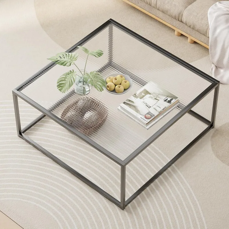 Glass Coffee Table Modern Center Table,Minimalist Coffee Table Sofa Side Tea Table for Living Room 6