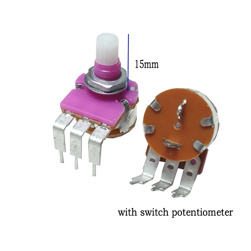 Single Potentiometer WTH148 with switch 15mm B10K B100K B500K For Amplifier Audio 10k 100k 500k 5pcs