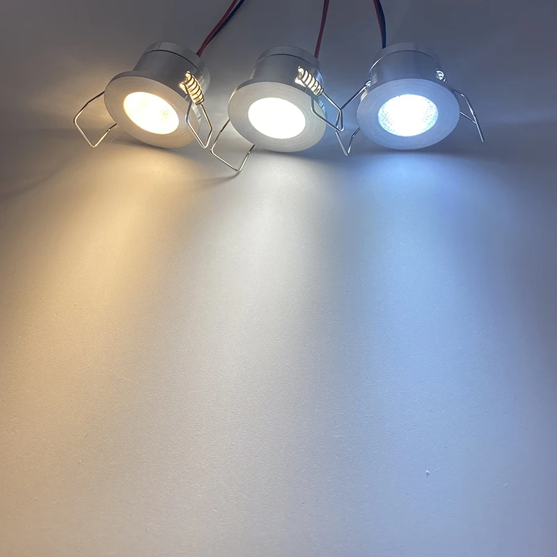 Indoor Spotlight Downlight 12V 24V 1W Slim Mini LED Dimmable Flush Mount Cutout 28mm ceiling light Cabinet Showcase Camper Lamp led downlight led spotlight