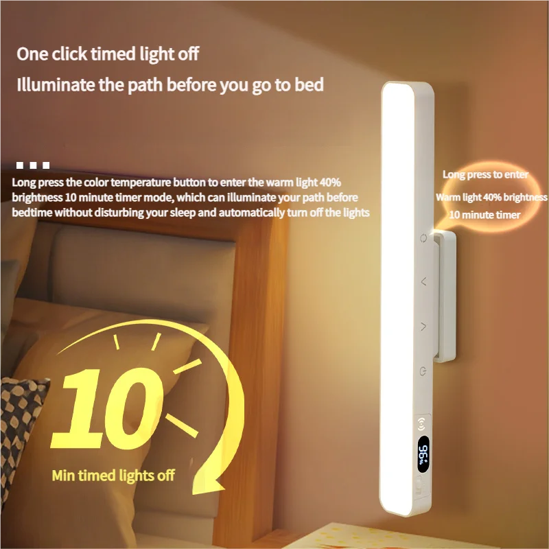Touch Table Lamp Magnetic Desk Lamp Dimmable Bulit 2500mAh Battery for Reading Cabinet Mirror Bedside Rechargeable Night Lights