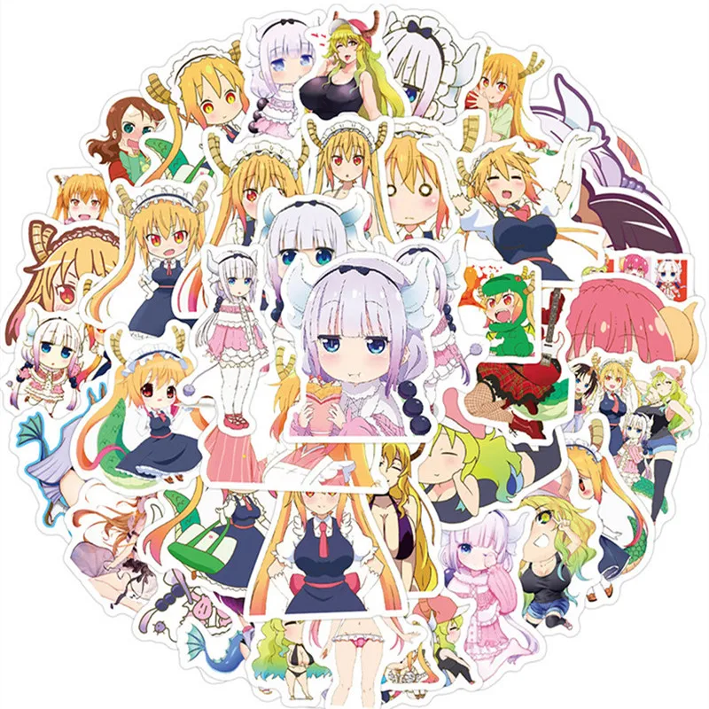 

10/50Pcs Kobayashi San Chi No Maid Dragon Stickers Suitcase Skateboard Laptop Luggage Cartoon Cute Stickers Decal Kids Gift Toy