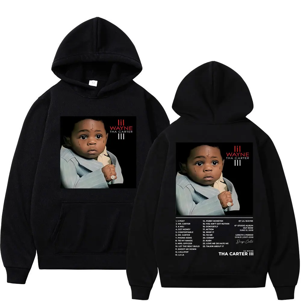 

Hot Rapper Lil Wayne Double Sided Album Graphic Hoodie Trend Hip Hop Rap Hooded Sweatshirt Unisex High Quality Fashion Pullovers