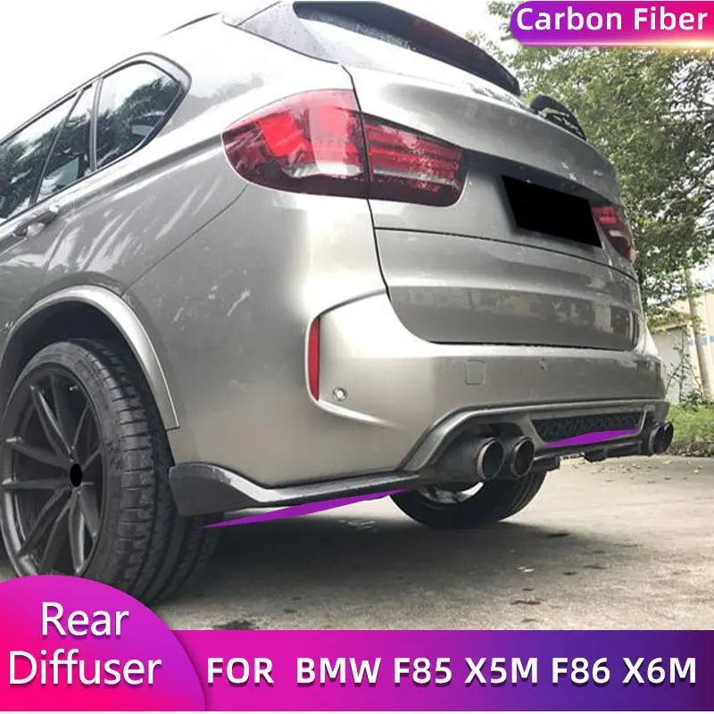 

Carbon Fiber Car Rear Bumper Diffuser Lip With Splitters For BMW F85 X5M F86 X6M 2014-2018 Auto Rear Lip Apron Body Kits