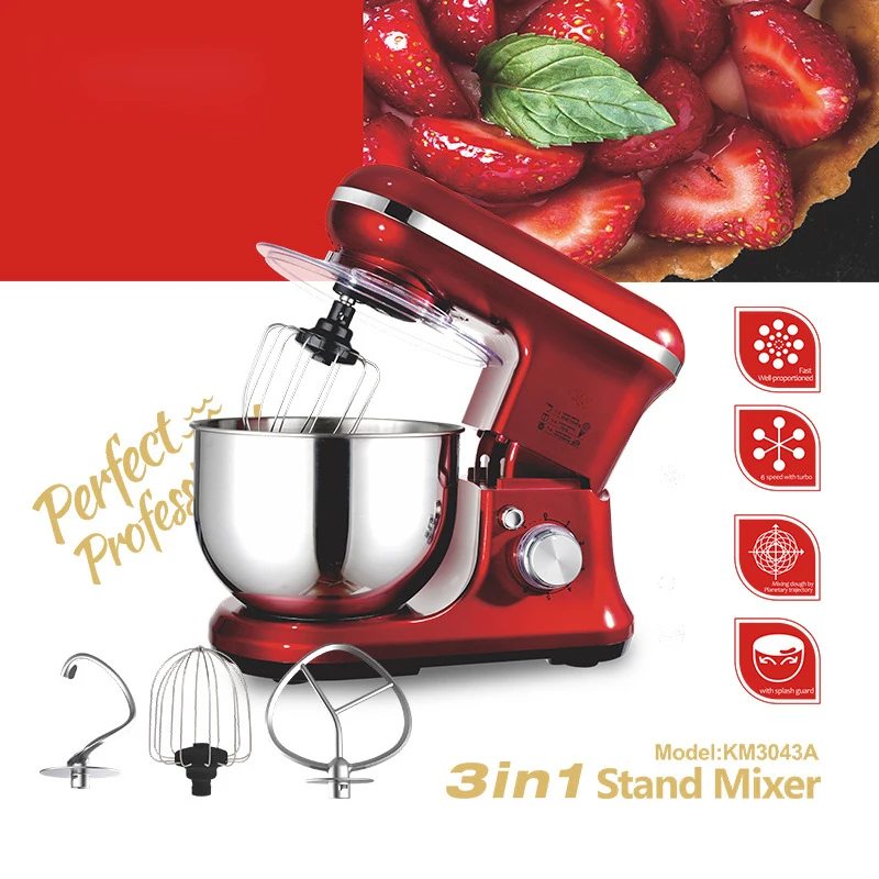 52LElectricStandMixer1200W5SpeedsBlenderRedWhiteColor3in1