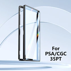Premium Aluminum Trading Card Protector with UV & Scratch Resistance - Magnetic Display Holder Box (Black for PSA 35PT)