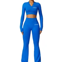 Customized LOGO womens new tight seamless back yoga suit womens casual hip-lifting micro-sports suit  Two piece set 1