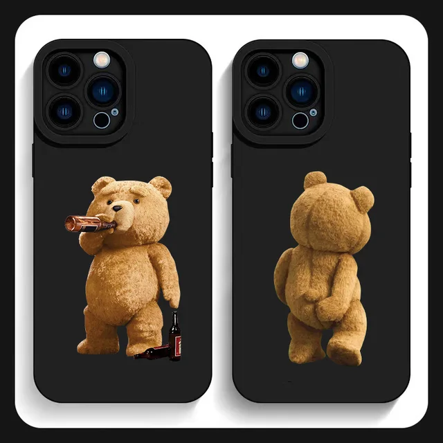 New Cartoon Teddy Bear Couple Phone Case For iPhone 15 Pro Max 11 12 Mini 13 14 Pro Max X XS XR 78 14 15Plus Soft Silicone Cover