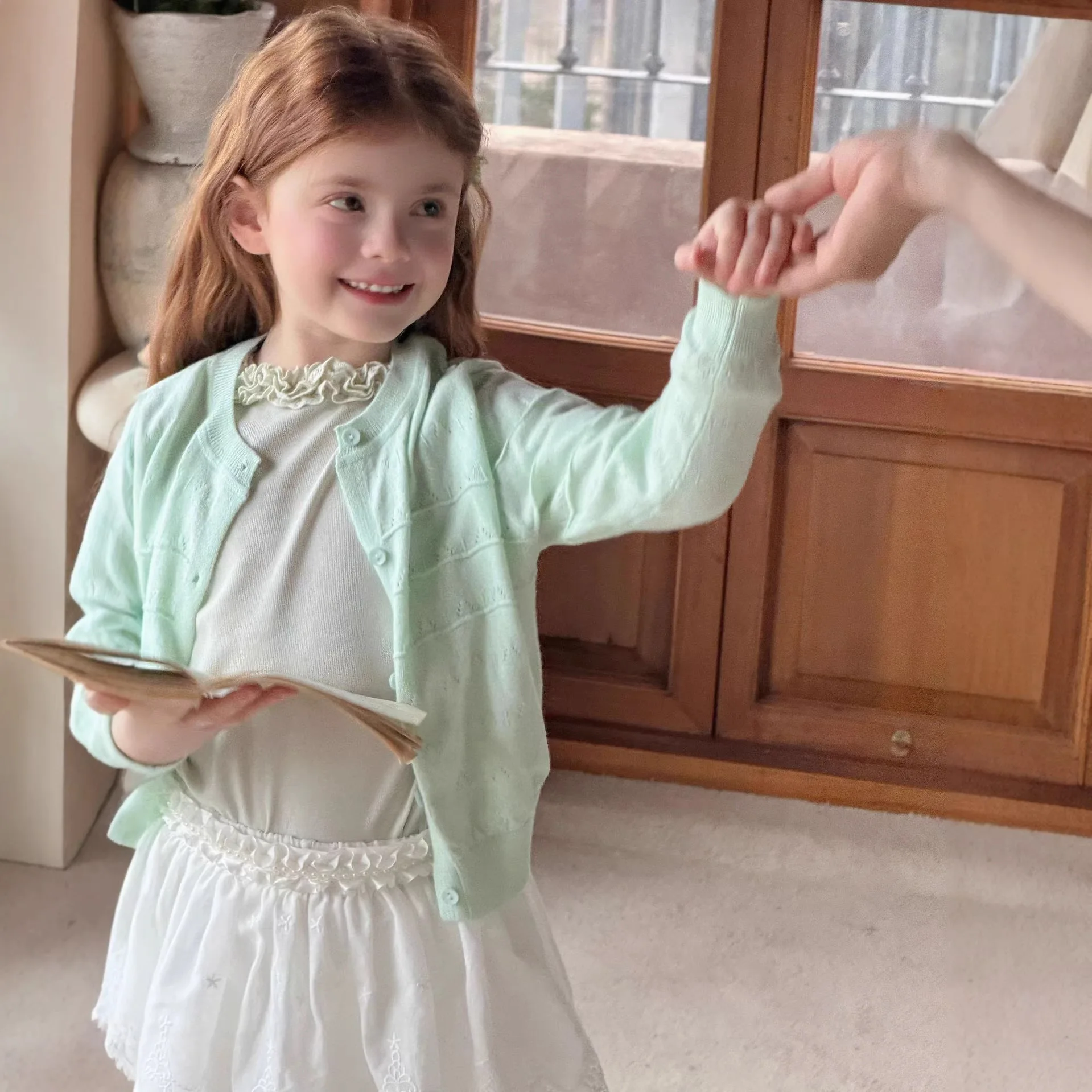 여아 니트 가디건 2026 봄 여름 신상 여아 단색 다용도 상의 여름 자외선 차단 코트 에어컨 가디건