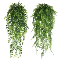 90cm Persian fern Leaves Vines Home Room Decor Hanging Artificial Plant Plastic Leaf Grass Wedding Party Wall Balcony Decoration 2