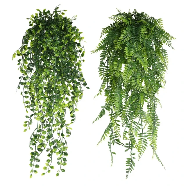 90cm Persian fern Leaves Vines Home Room Decor Hanging Artificial Plant Plastic Leaf Grass Wedding Party Wall Balcony Decoration 2