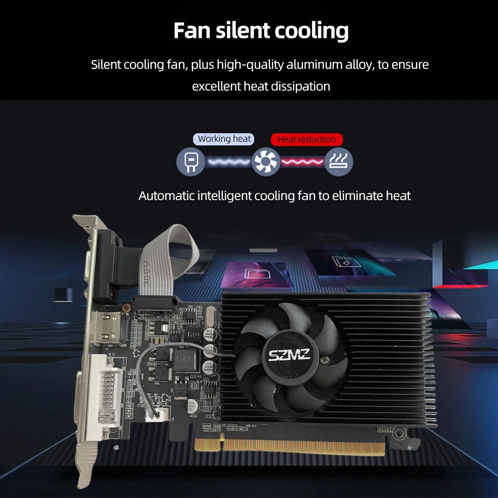 GT730 4GB DDR3 64Bit Graphics Card PCI-E2.0 16X Desktop Gaming Video Card with Cooling Fan for Office/Home Entertainment/Games 4