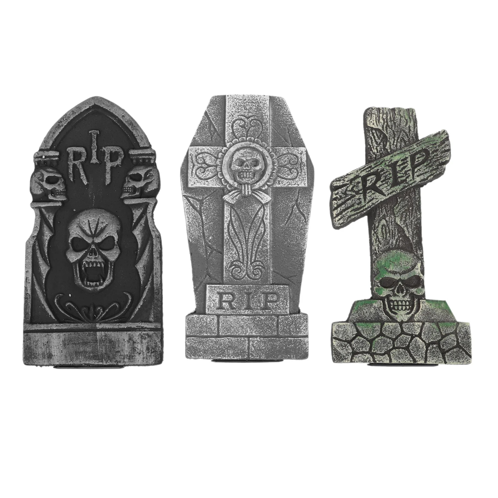 

3 Pcs Ornament Three-dimensional Foam Tombstone Halloween Decoration Festival Scene Shine Craft Haunted House Prop Adornment