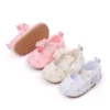 Princess Baby Girls Shoes Infant Lace Flower Mary Jane Flats Cute Bowknot Wedding Dress Shoes Non-Slip Newborn First Walker 3