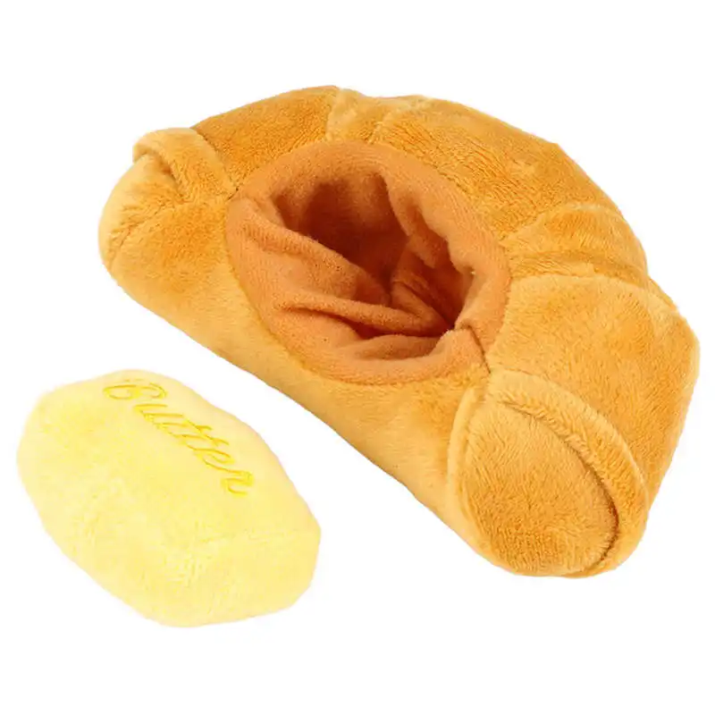 Croissant Squeezable Plush Toys, Soft Promotes Intellectual Development  Croissant Plush Dog Toys Interactive Fine Stitching For Dogs For Cats 