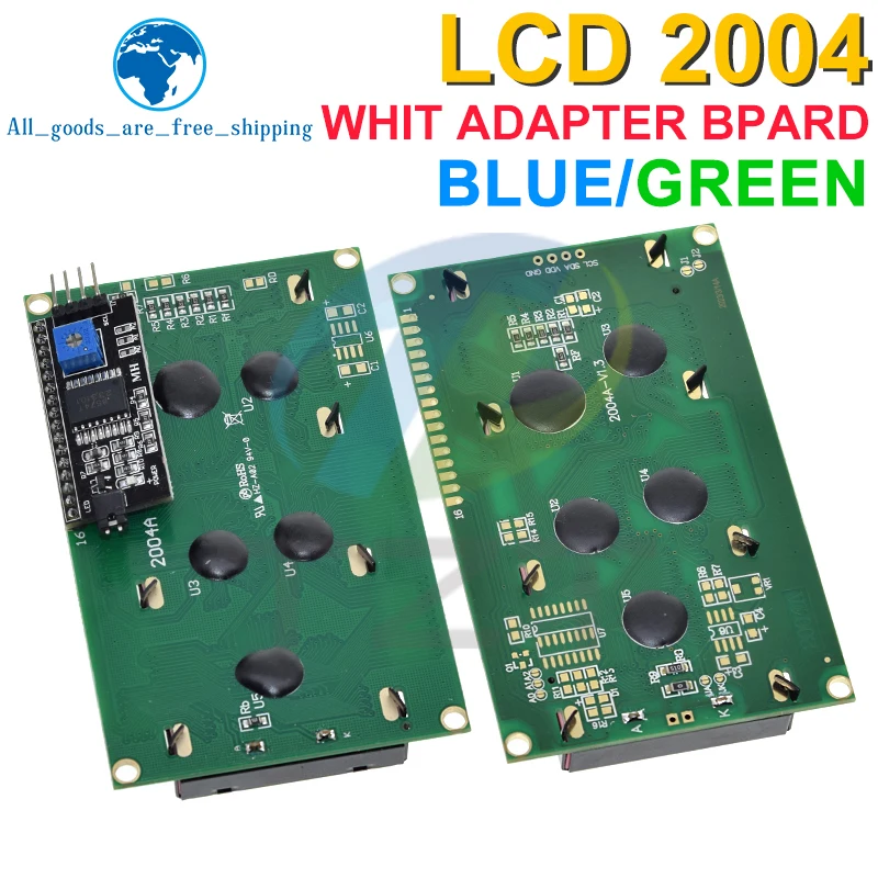 TZT-Adaptateur petsérie pour Ardu37, écran bleu/vert HD44780, rick LCD /w IIC/I2C, hospit2004 + I2C, 2004, 20x4, 2004A