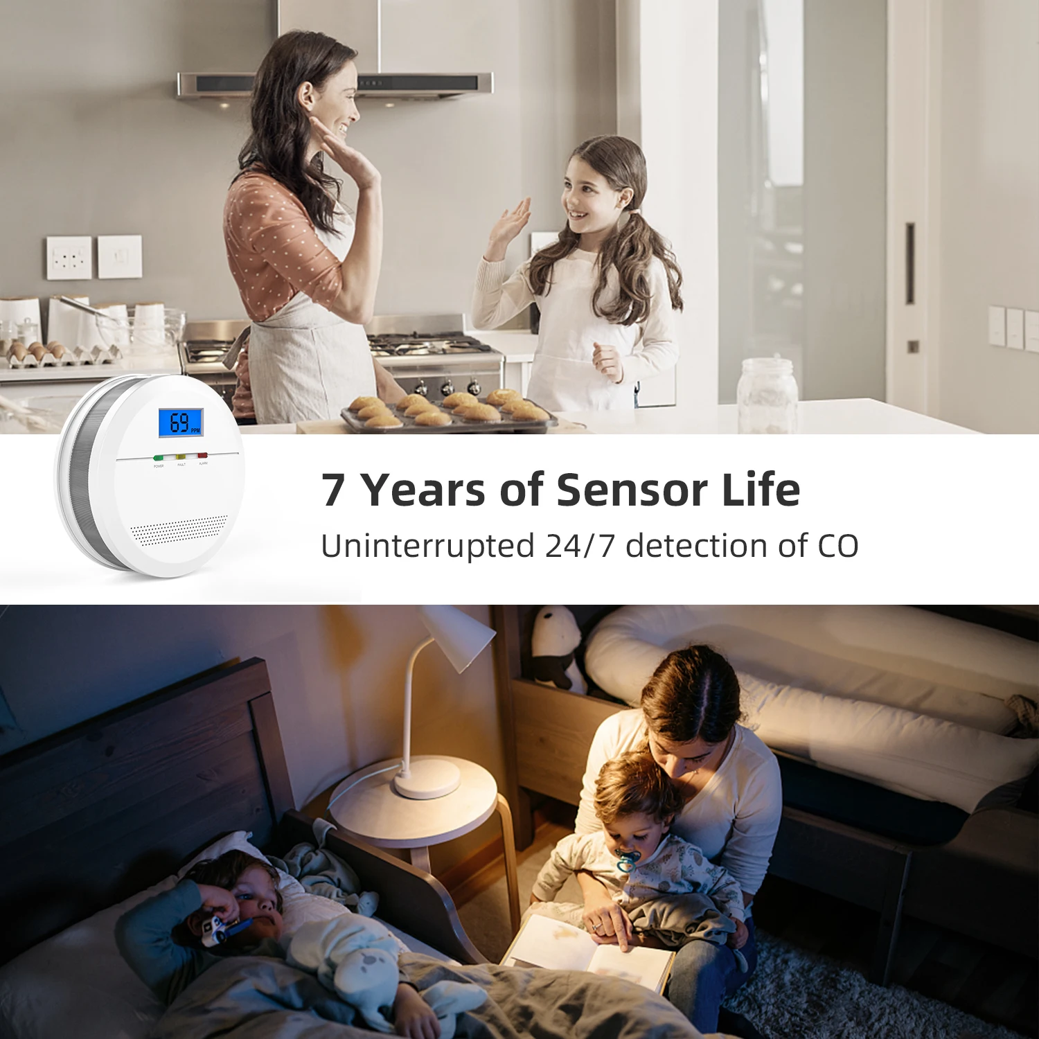 CPVAN Independent Wireless CO Alarm Sensor Carbon Monoxide Alarm Detector Warning LCD Display For Home Security Protection