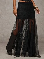 plus Size Elegant Lace Half Skirt Spring Summer New Style Women's Black High Waist Stylish Commute Sexy Mesh Party Dress Skirt - Image 3