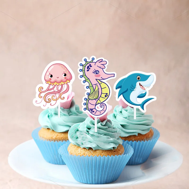 Sommer alles Gute zum Geburtstag Party Banner Hai Dekoration Cupcake Kuchen Dekoration für Kind Hai Ozean Thema Geburtstag Baby Shower Party – Detail 6