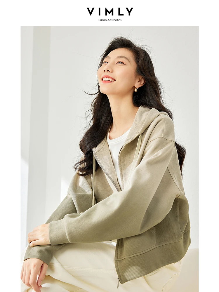 Vimly Gradient Zip Up Hoodies Women's Sweatshirts 2024 Spring Casual Straight Long Sleeve Full Zip Hoodies Woman Clothing 16081