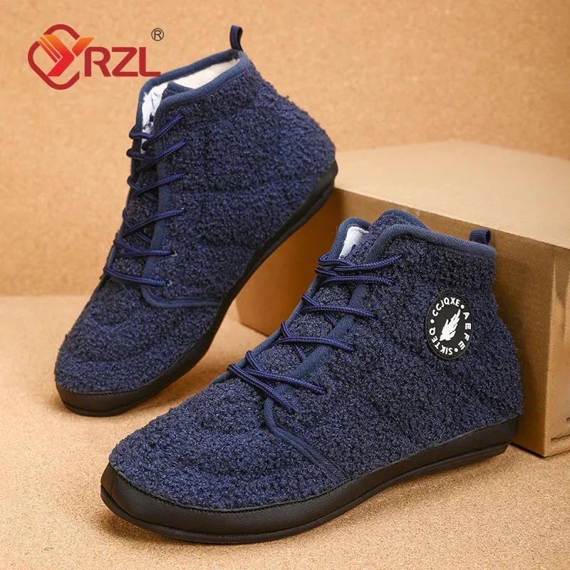 Men Shoes Soft Slippers YRZL Cotton Shoes Men Winter High Top Warm Slip on Lightweight Slippers Men Plush Indoor Cotton Loafers Winter Warm Shoes