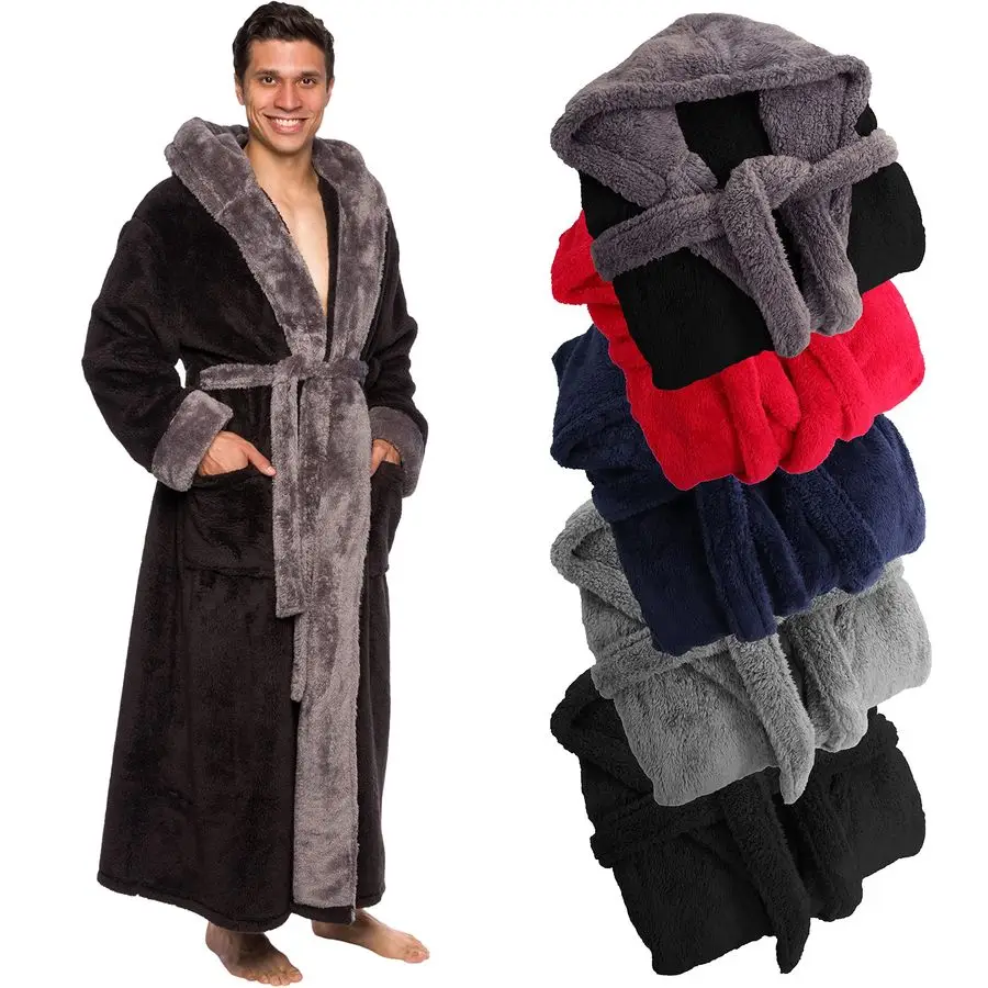 Luxurious hooded plush fleece bath robe image 1