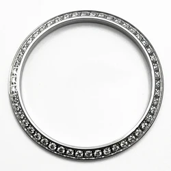 Gemstone Outer Ring High-Quality Stainless Steel Watch Bezel for Fit 36mm Case (Silver)