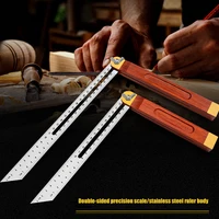 Angle Rulers Gauges Tri Square Sliding T-Bevel with Wooden Handle Level Measuring Tool Wooden Marking Gauge Protractor 2