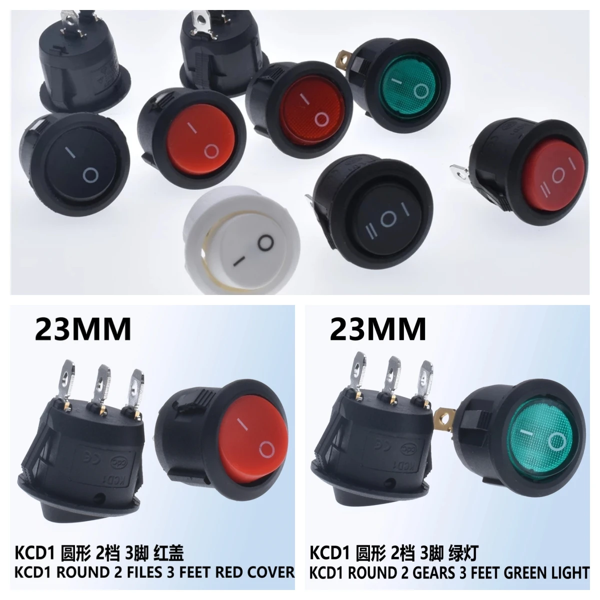 5pcs KCD1 3Pin With light SPST Small Round Boat Rocker Switches Black Mini Round Black White Red 2Pin 6A10A ON-OFF Rocker Switch 12v 40a car automotive van boat bike 4 pin spst alarm relay hot relay replacement parts