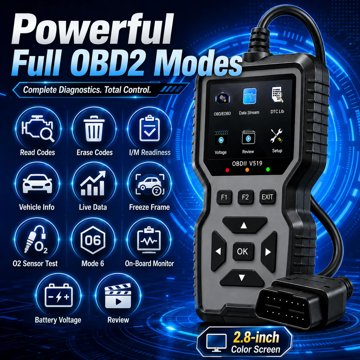 Professional Heavy-Duty Vehicle Diagnostic Tool - Code Reader & Resetter with Real-Time Data Stream, No Battery Needed, Compact & Durable Design for Mechanics & DIY Repairs
