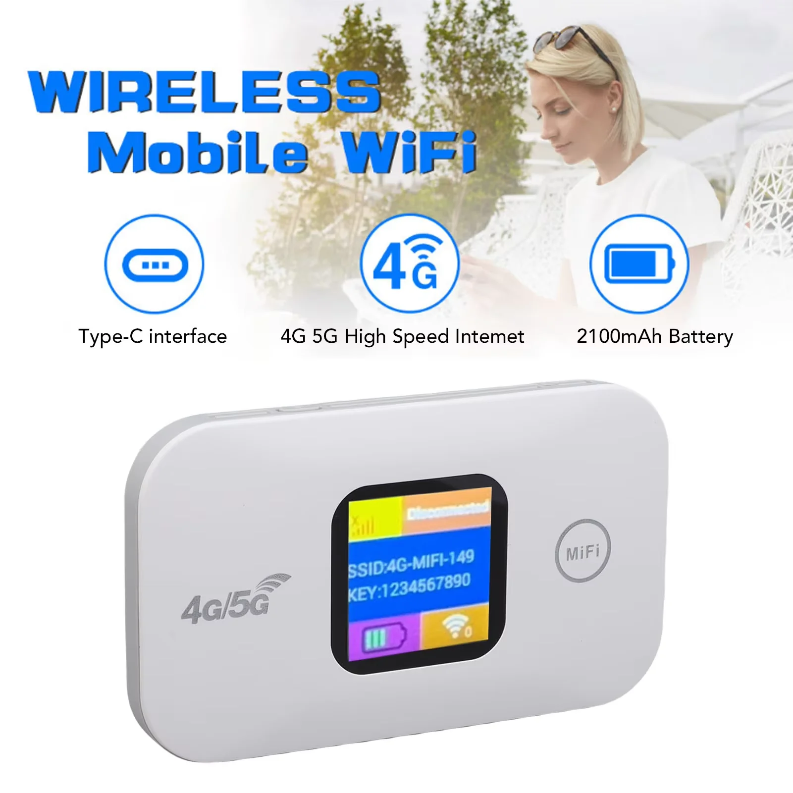 Portable High-Speed Mobile Hotspot Router with SIM Card Slot - Ideal for Home and Travel WiFi Connectivity