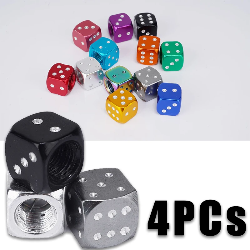 

4PCs Dice Shape Car Truck Wheel Tire Air Valve Stem Cover Dust Cap Aluminum Car-styling Accessories Cool Design