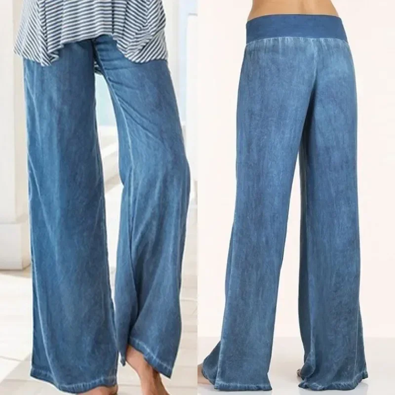 Plus Size Jeans Women's Thin Wide Leg Pants Casual Streetwear Vintage Baggy Jeans Fashion Trousers Pantalones Vaqueros Mujer 2