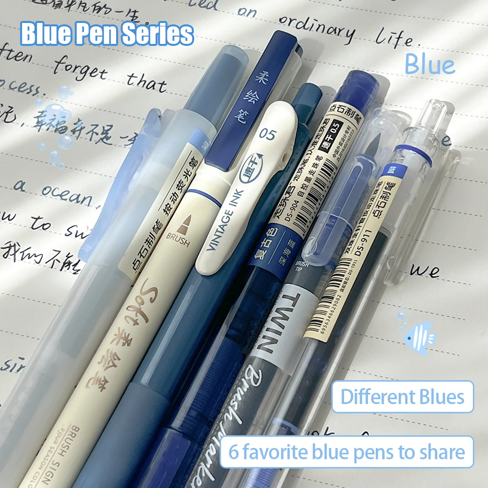 6 Pz/set Penne Calligrafiche Colorate Punta Morbida Pennarelli 0.5mm Penne da Disegno Fine Retro Multi-Tip Pennelli a Linee Fine